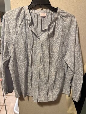 Pink Lily Light Blue Striped Paisley Blouse
